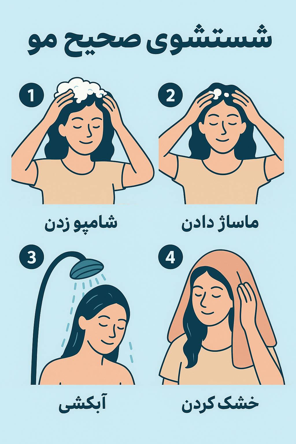 روش صحیح شستشوی موی سر