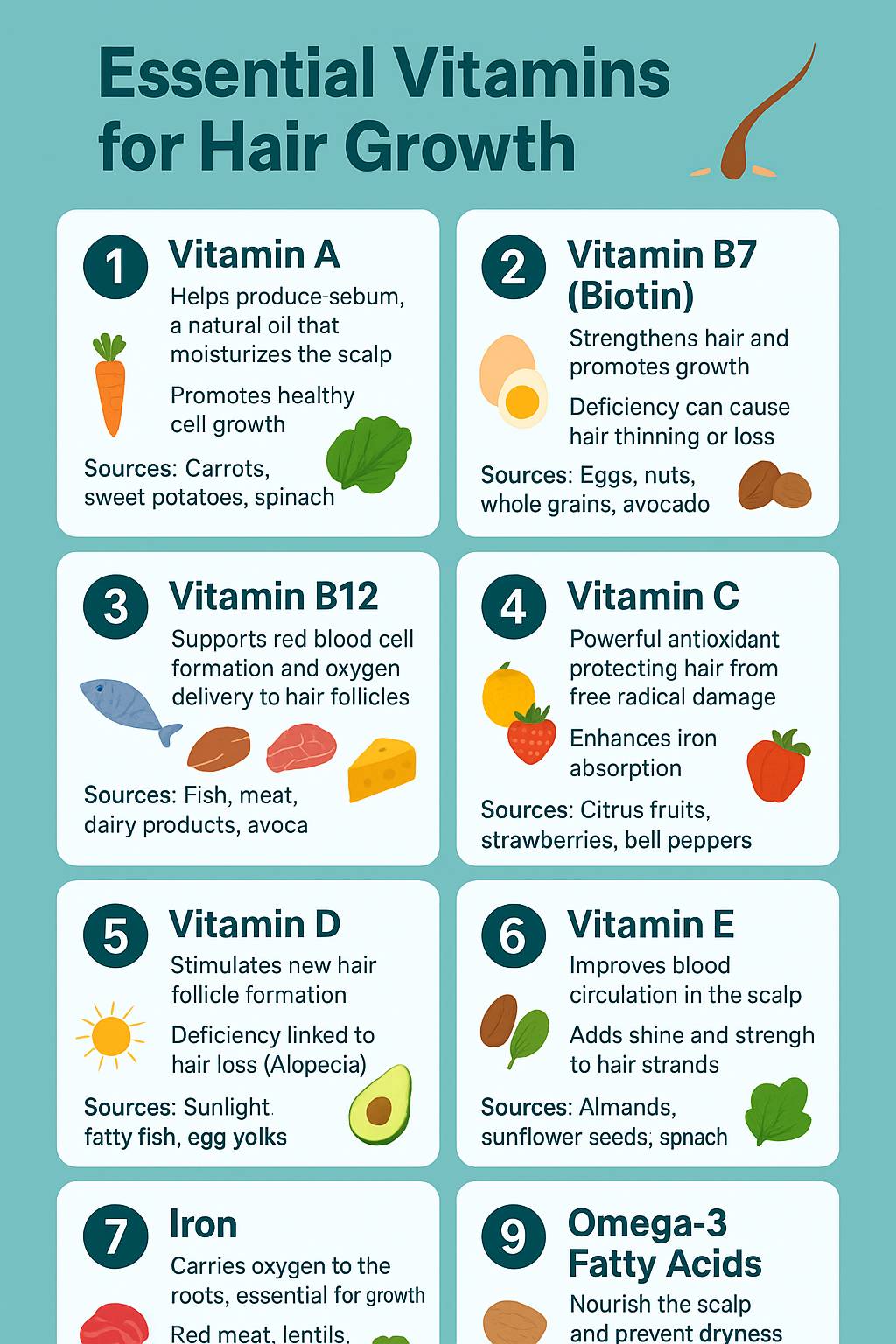 بهترین مواد غذایی برای سلامت و رشد مو